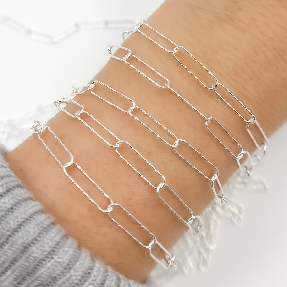 Sterling Silver Diamond Cut Paperclip Chain