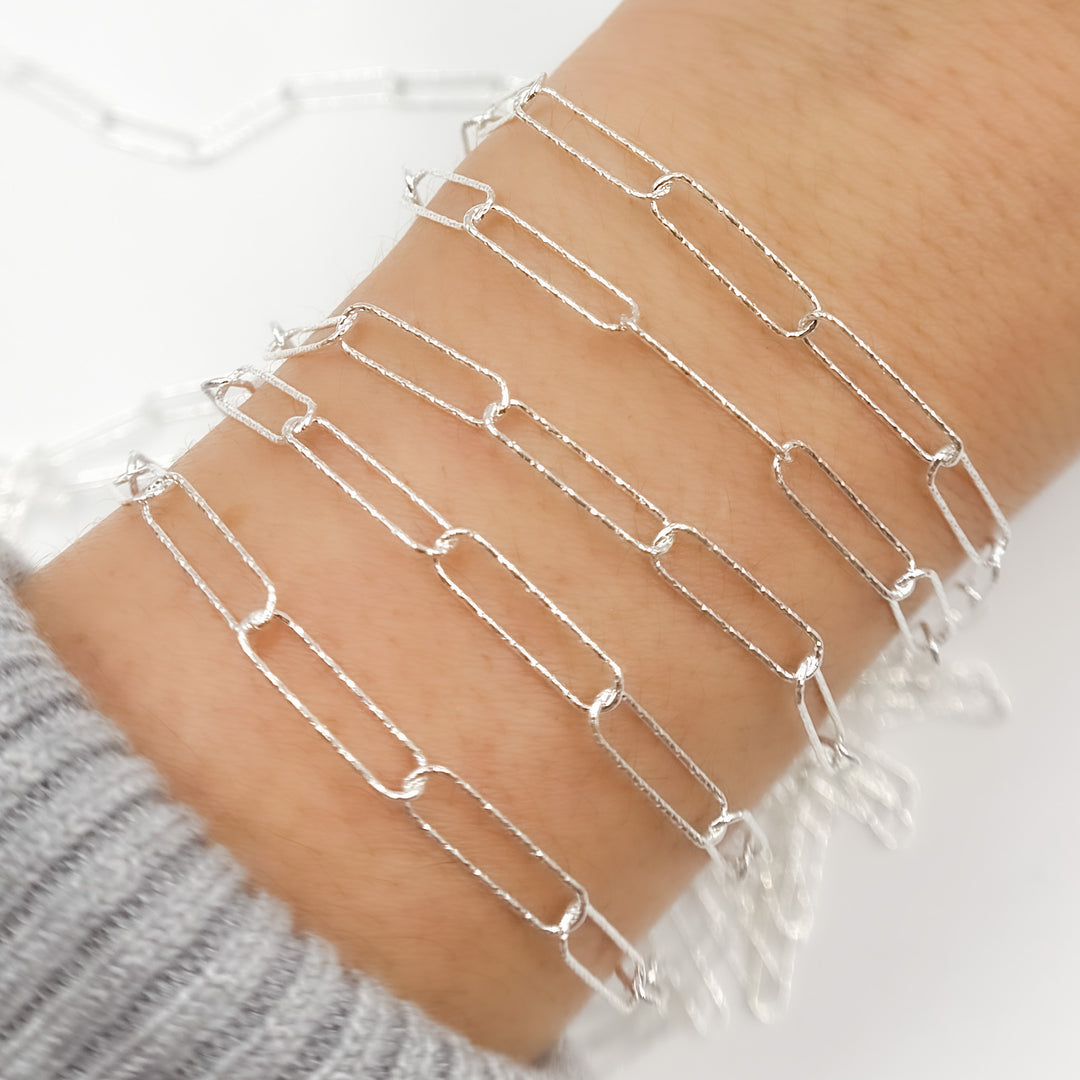 Sterling Silver Diamond Cut Paperclip Chain