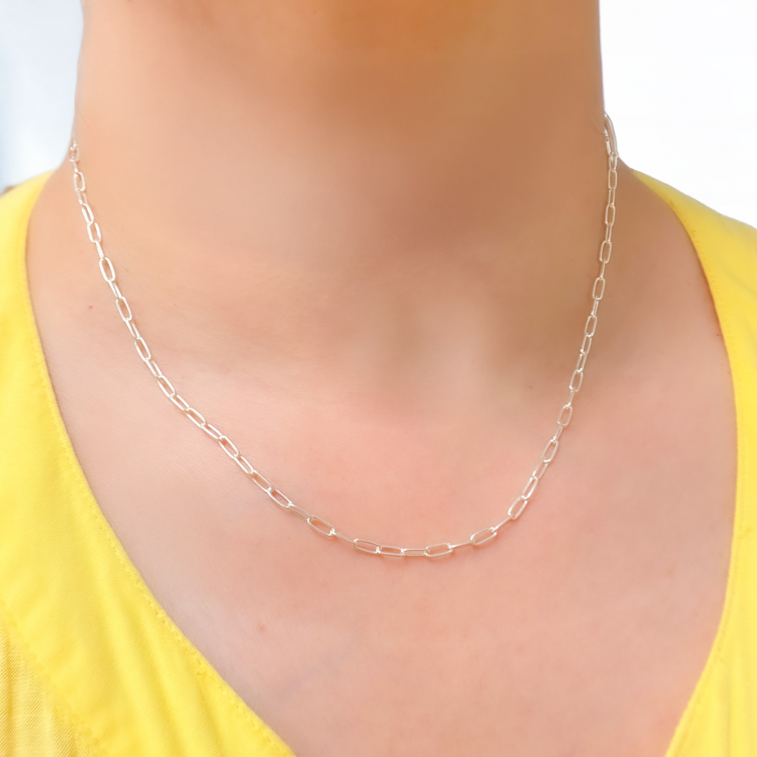 Sterling Silver Smooth Paperclip Necklace