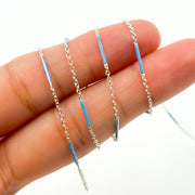 70/7796SS. 925 Sterling Silver Enamel Bar Link Chain