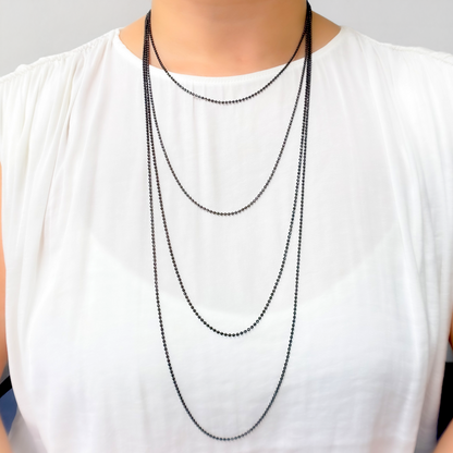 Black Rhodium Sterling Silver Bead Necklace