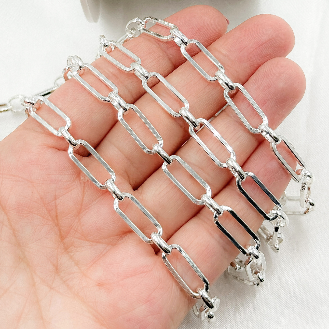 925 Sterling Silver Flat Paperclip Chain