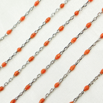 Load image into Gallery viewer, 925 Sterling White Silver Enamel Orange Color Cable Chain. V203ORSS
