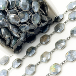 Load image into Gallery viewer, Coated Labradorite Hexagon Shape Bezel Oxidized Wire Chain. CLB8
