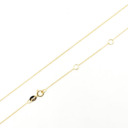 020R01LGJ08018K. 18K Solid Gold Cable 16 Inch Chain with Extender