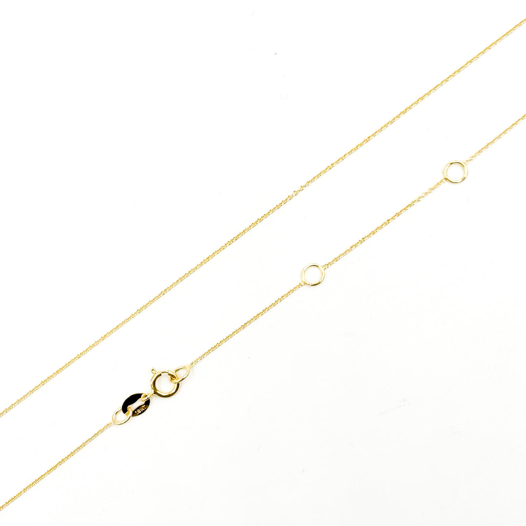 020R01LGJ08018K. 18K Solid Gold Cable 16 Inch Chain with Extender