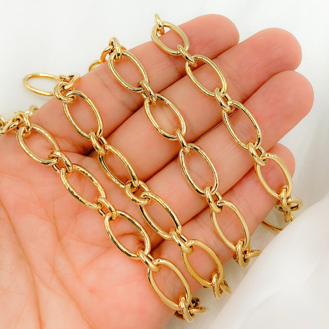 Gold Plated 925 Sterling Silver Smooth Oval Link Chain. 