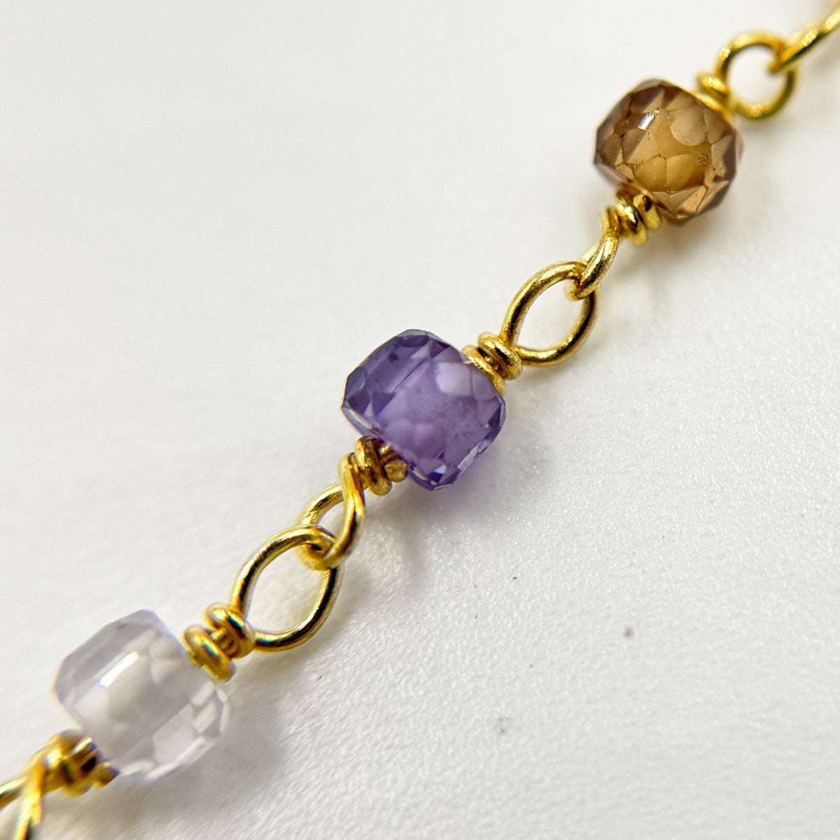 Multi Color CZ Roundel Wire Wrapped Chain