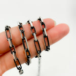 Load image into Gallery viewer, Z119SBDC. Black Rhodium and White Sterling Silver Paperclip Diamond Cut Cable Chain