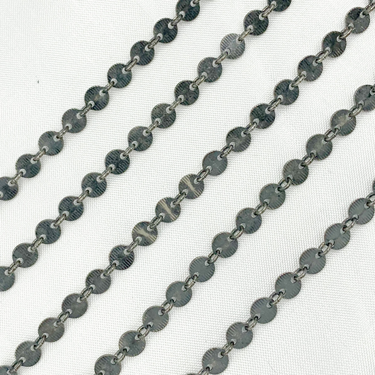 Oxidized Sterling Silver Textured Disc Chain