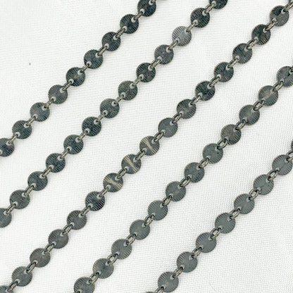 Oxidized Sterling Silver Textured Disc Chain