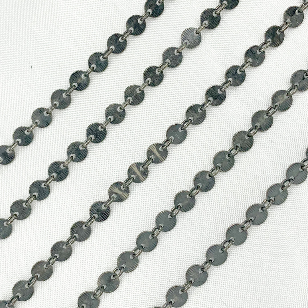 Oxidized 925 Sterling Silver Textured Disc Chain. 957LOX