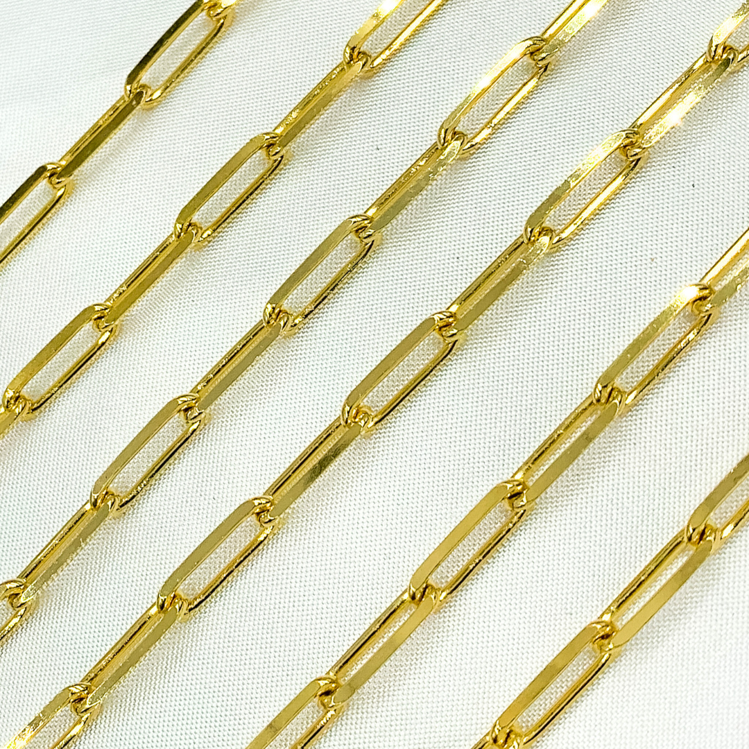 Gold Plated 925 Sterling Silver Diamond Cut Paperclip Chain. Z1GP