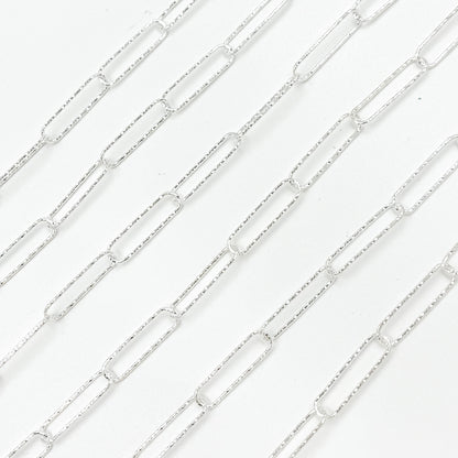 Sterling Silver Diamond Cut Paperclip Chain