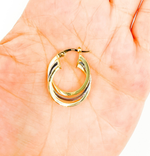 Load image into Gallery viewer, GER19. 14K Two-Tone Gold Hollow Hoop Earrings