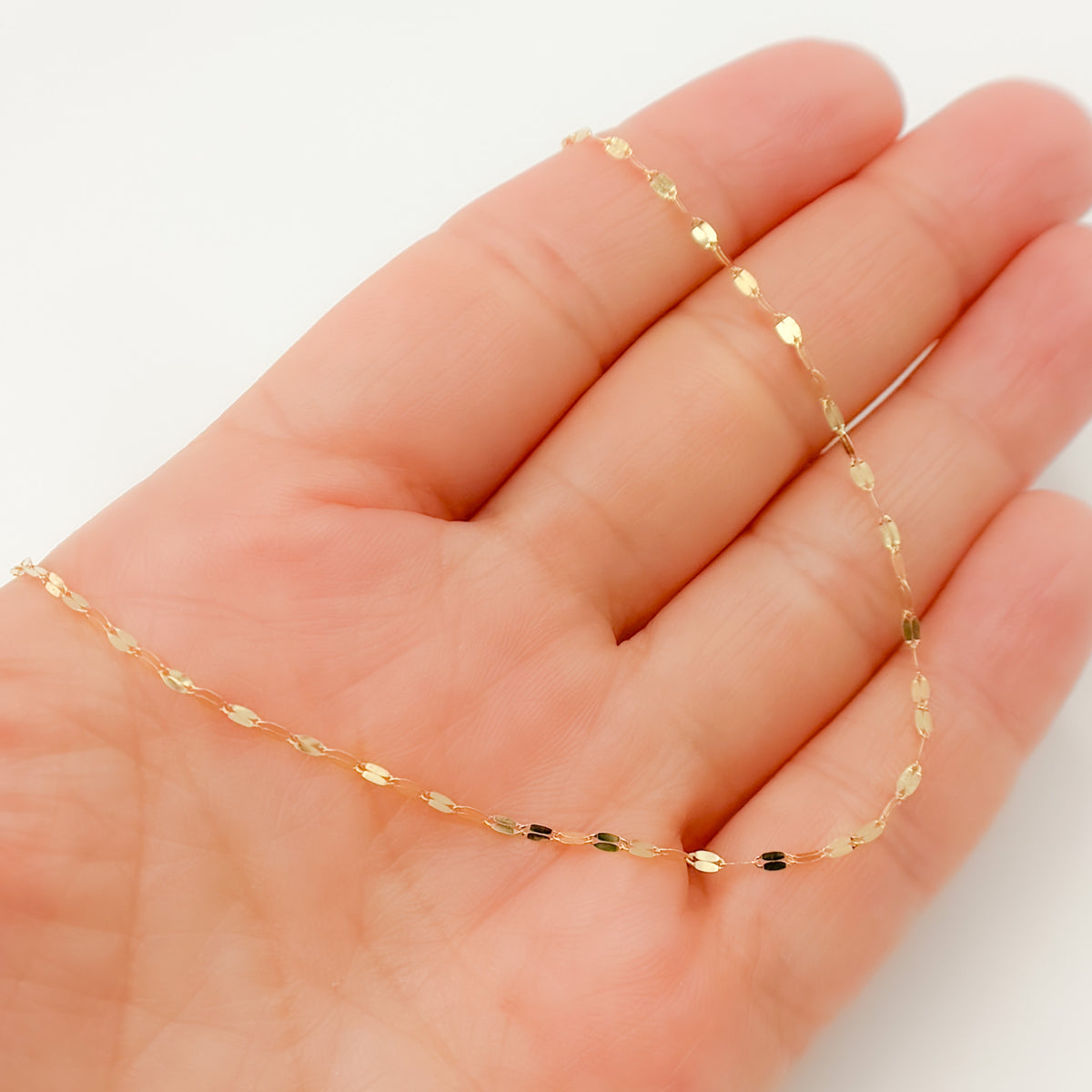 14K Solid Gold Flat Marina Chain