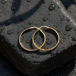 Load image into Gallery viewer, GER76. 14K Gold Diamond Cut Hollow Hoop Earrings
