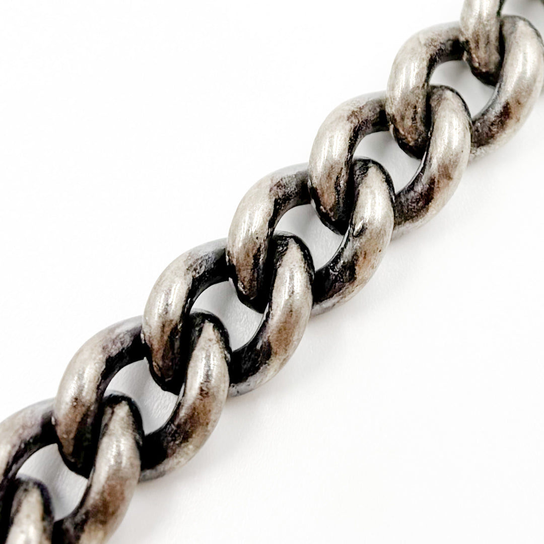 9504COX. Oxidized Sterling Silver Smooth Curb Chain