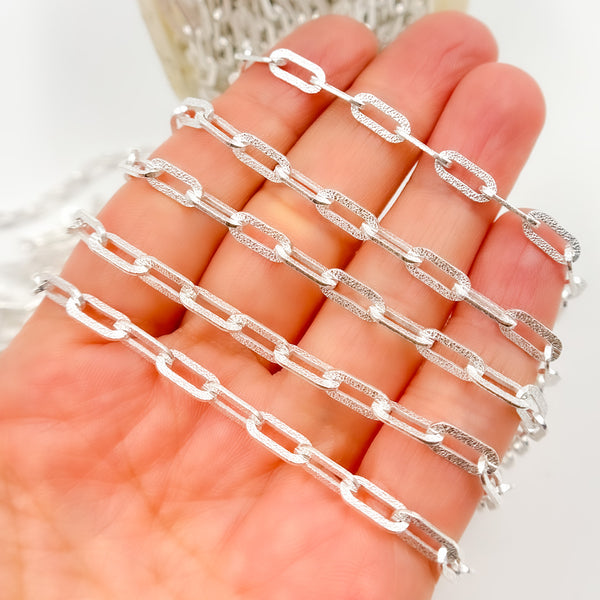 Sterling Silver Matt Flat Paperclip Chain