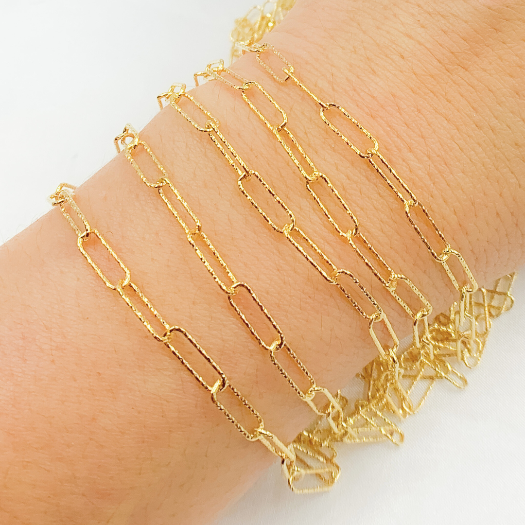 Y80DCGP. Gold Plated Sterling Silver Diamond Cut Paperclip Chain