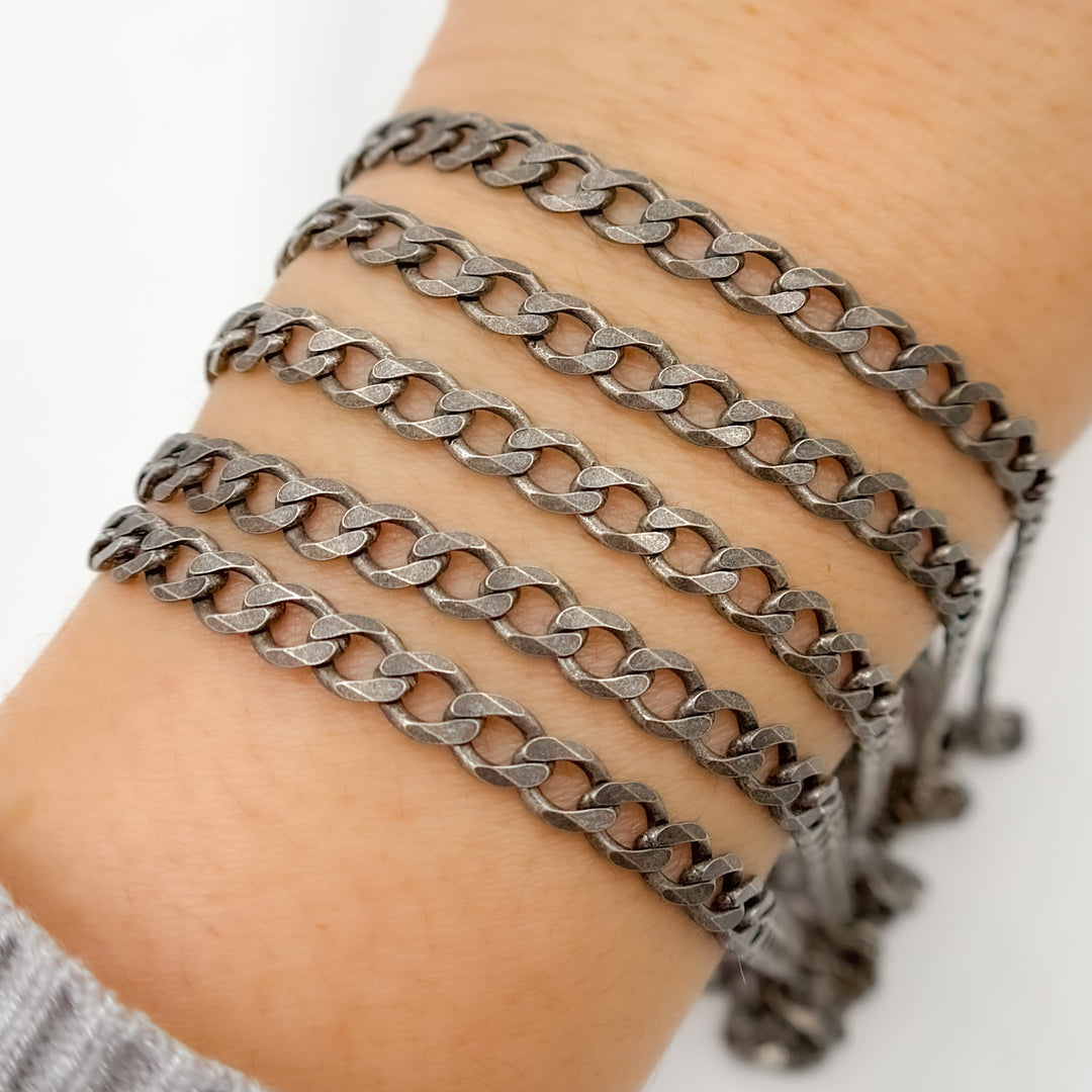 X14OX. Oxidized Sterling SilverCurb Chain