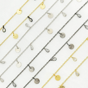 CZ Pear Shape & Disc Alternate Dangle Wire Chain