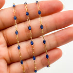 Load image into Gallery viewer, V250-BLGF. 14k Gold Filled Blue Color Enamel Satellite Cable Chain
