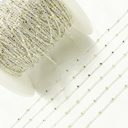 925 Sterling Silver Satellite Gold Plated Cube Chain