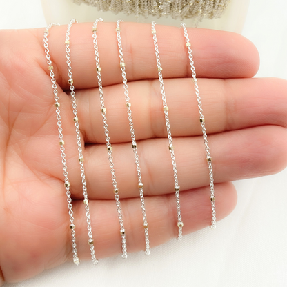 925 Sterling Silver Satellite Gold Plated Cube Chain