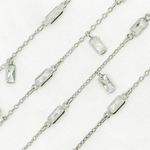 Load image into Gallery viewer, Cubic Zirconia Rectangle Shape Dangle &amp; Connected Wire Chain. CZ35
