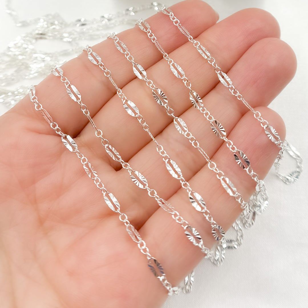 Sterling Silver Diamond Cut Marina Link Chain