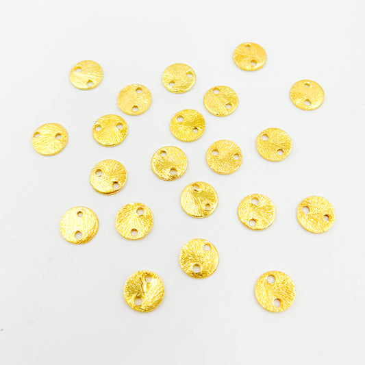 6MM Gold-plated sterling silver brushed round flat disc connector