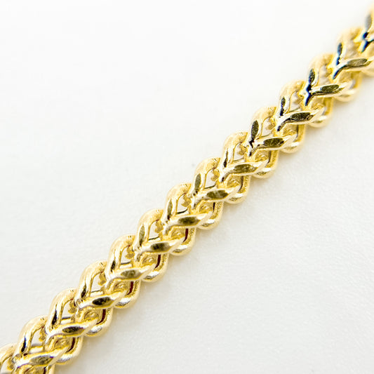 060HVI2004000. 14K Yellow Gold Hollow Wheat Chain