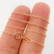 14K Solid Gold Cable 16 Inch Chain with Extender