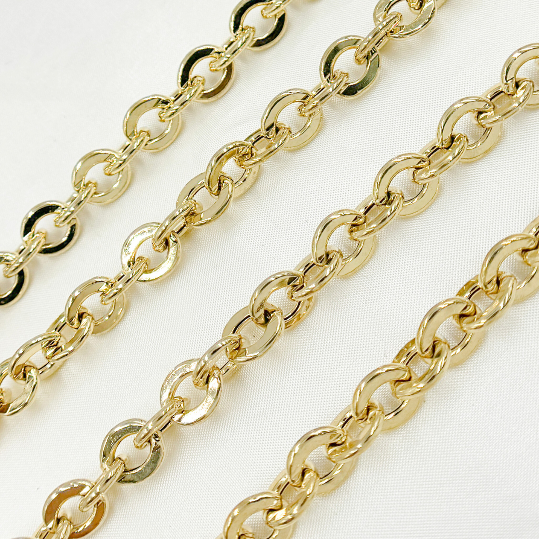 V67GP. Gold Plated 925 Sterling Silver Hollow Flat Oval Link