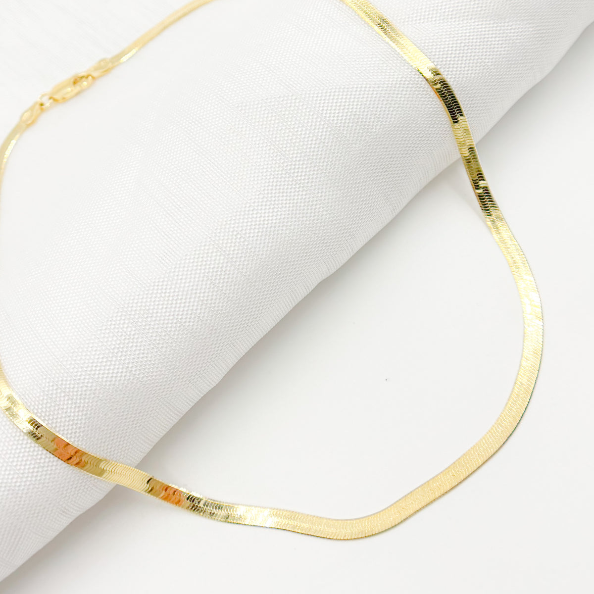 Gold Plated 3.4mm Herringbone Necklace