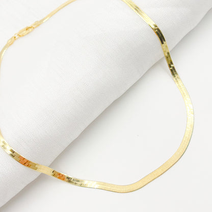 Gold Plated 3.4mm Herringbone Necklace