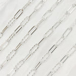 Load image into Gallery viewer, V32SS. Sterling Silver Smooth &amp; Diamond Cut Paperclip Chain
