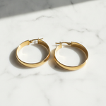 Load image into Gallery viewer, GER100. 14K Solid Gold Smooth Hollow Hoop Earrings