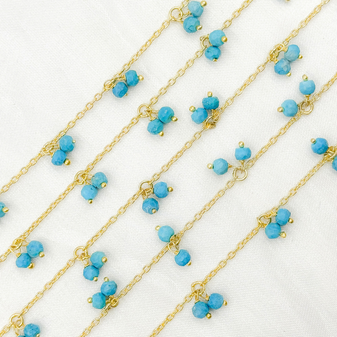 Turquoise Dangle Gold Plated Wire Chain. TRQ5