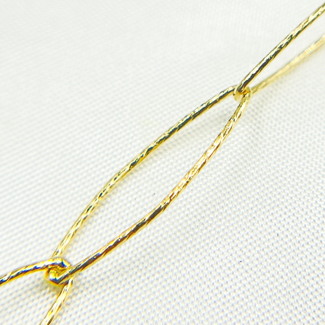 Gold Plated 925 Sterling Silver Diamond Cut Oval Link Chain
