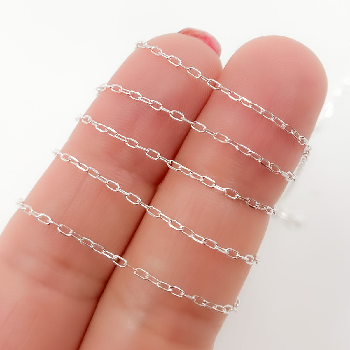 Sterling Silver Diamond Cut Paperclip Link Chain