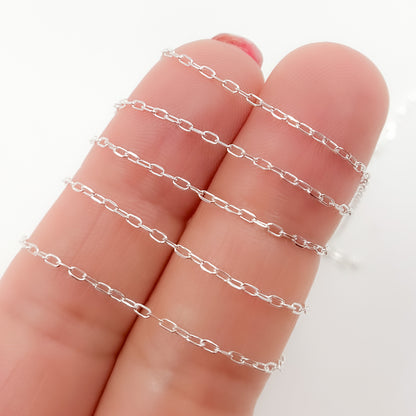 Sterling Silver Diamond Cut Paperclip Link Chain