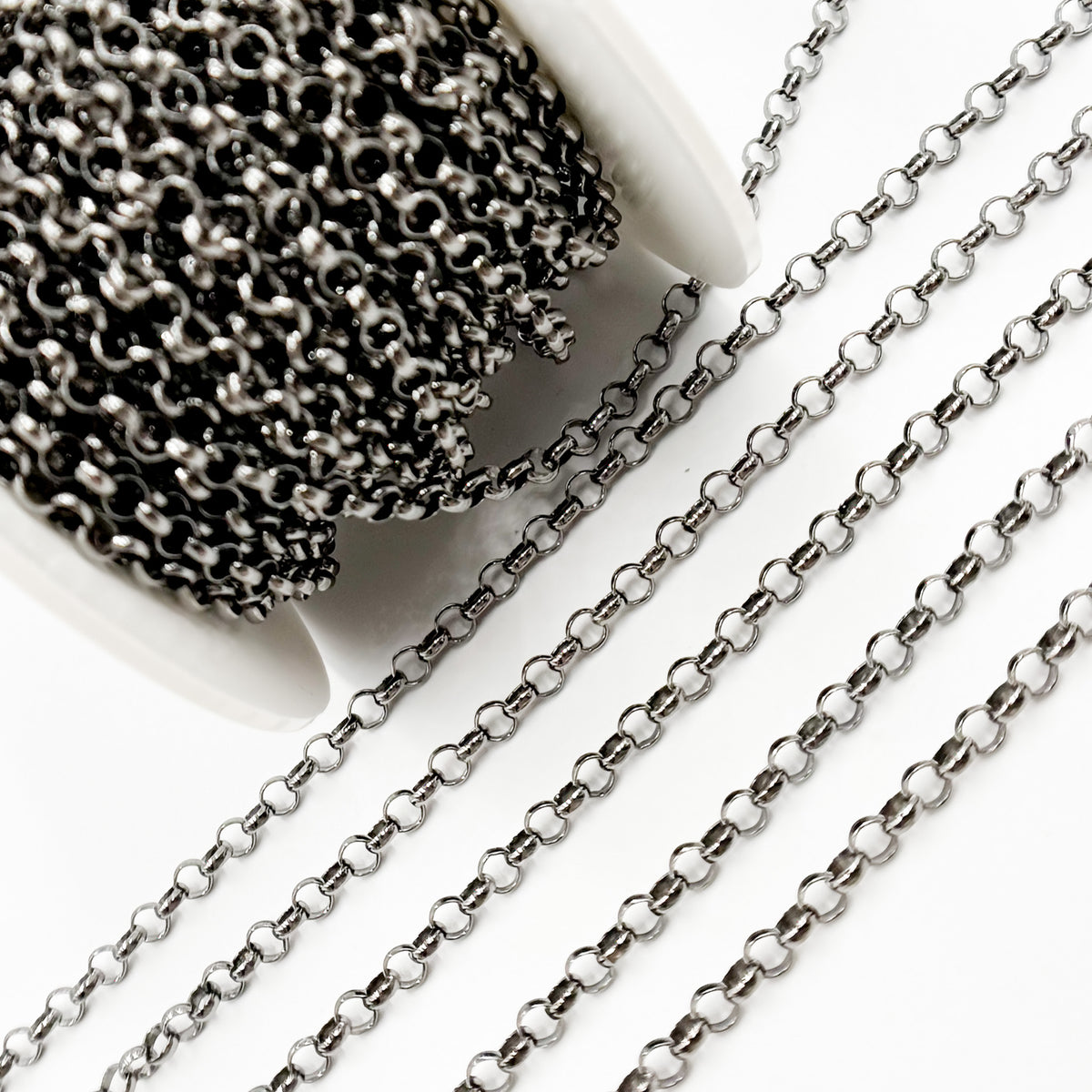Sterling Silver Black Rhodium Rolo Chain