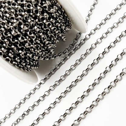 Sterling Silver Black Rhodium Rolo Chain