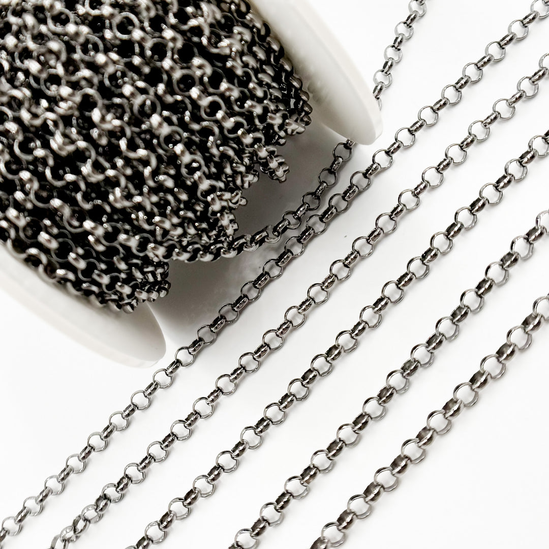 Sterling Silver Black Rhodium Rolo Chain