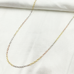 Load image into Gallery viewer, 030FVBF223H. 14k Solid Tri-Color Gold Diamond Cut Cable Link Chain
