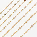 Load image into Gallery viewer, V295OP1GF. 14K Gold Filled Golden Shade Opal Enamel Chain with Paperclip and Diamond Cut Marina Links