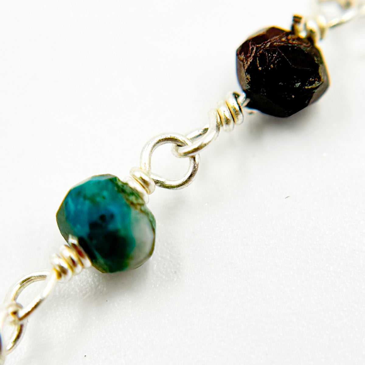 Chrysocolla Sterling Silver Wire Chain