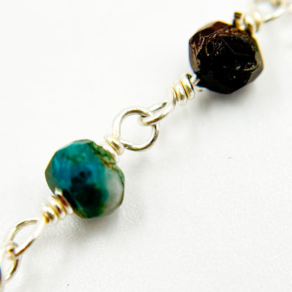 Chrysocolla Sterling Silver Wire Chain